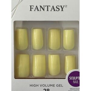 KISS Gel Fantasy High Volume Sculpted Nails Yellow, Glue Included